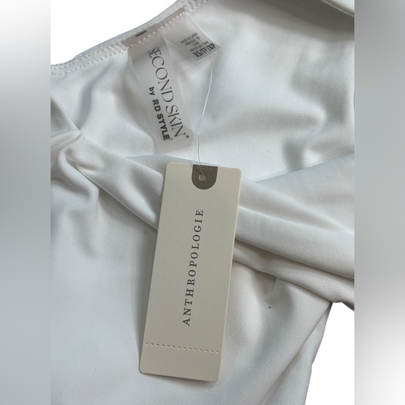 NWT Anthropologie Second Skin by RD Style V-Neck Bodysuit White XS - Picture 9 of 12